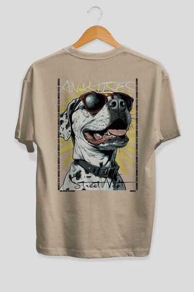 Ankhises Tricou supradimensionat bej cu imprimeu Dog For Dog Lovers 54, 100% ...