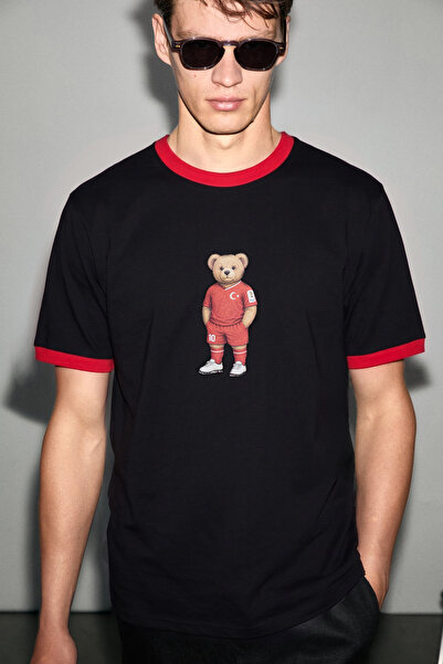GRIMELANGE Pamir Men's 100% Organic Fabric Black T-Shirt with Contrast Collar...