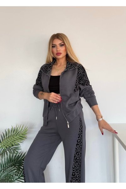 Bella Belluci Leopard Detailed Zippered High Waist Stretchy Set