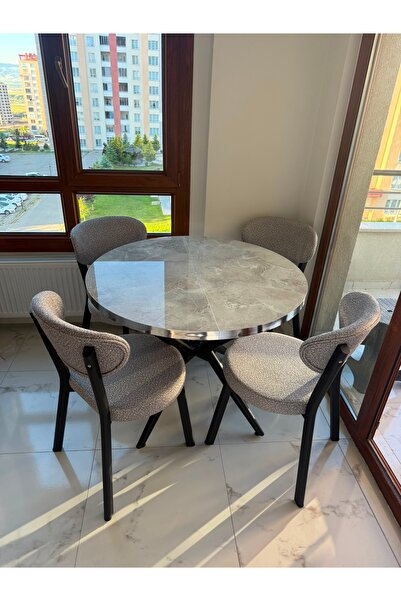 ELEN HOME Elips Yuvarlak Açılır Masa Sandalye Takımı Mdf 100x100