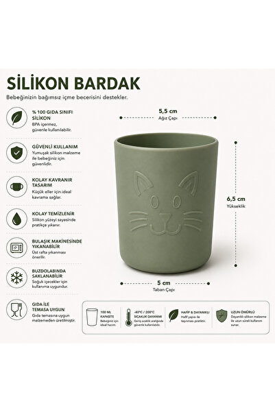 Bebeye Bebek Beslenme Seti Olive Green 5 Parça Silikon Mama Seti – BPA’sız