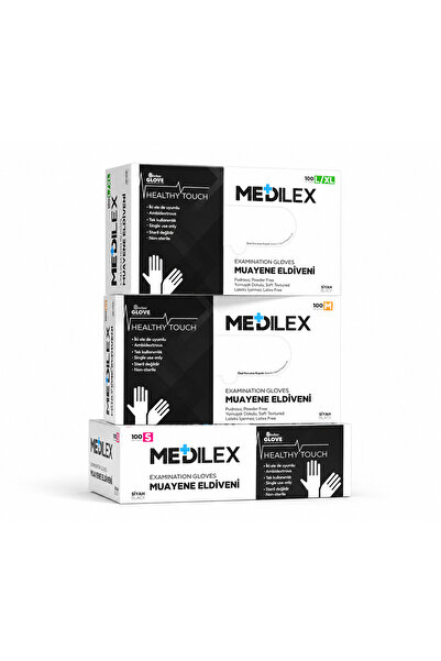 MEDİLEX قفازات فحص خالية من البودرة، عبوة واحدة تحتوي على 100 قفاز