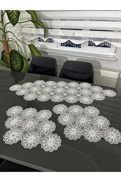 BRL ÇEYİZ HOME French Lace Tulle Guipure Stylish Luxury 3-Piece Runner Living...