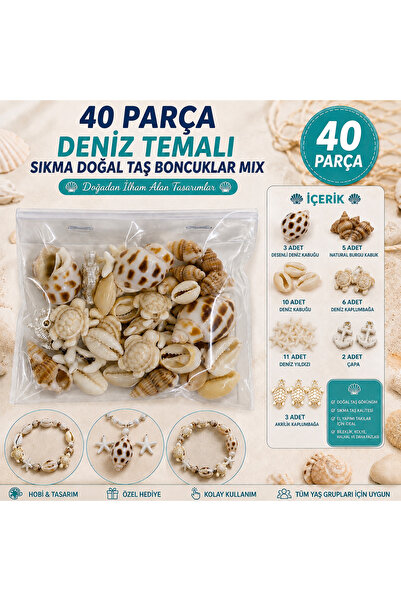 By MO Accessories Set de 40 de mărgele cu tematică marină pentru sezonul de v...
