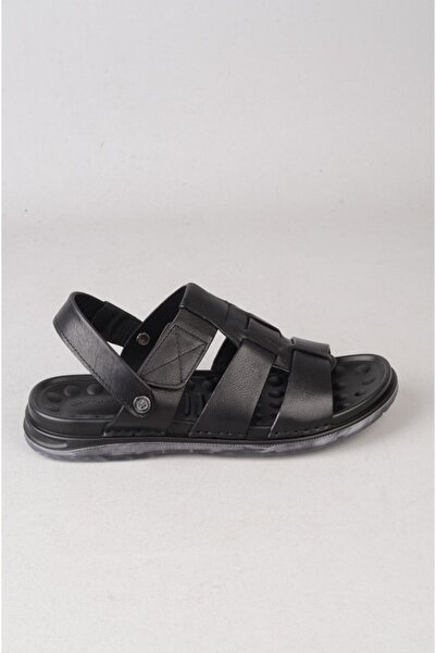 SEÇ KUNDURA Kmc 6Y3524 Genuine Leather Men's Sandals & Slippers Black