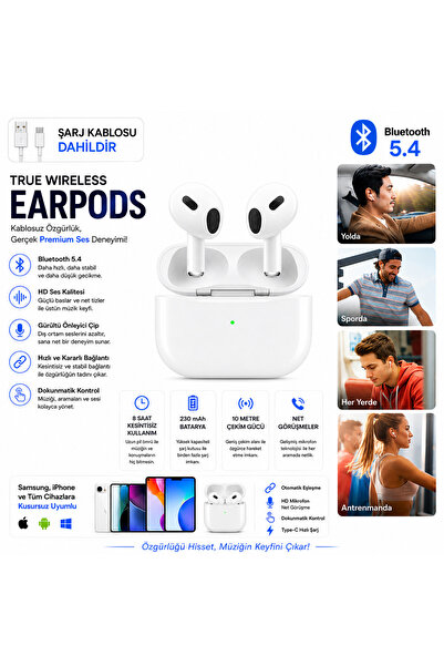 Astakos Bluetooth 5.4 Dokunmatik Kablosuz Wireless Kulaklık iOS Android Uyuml...