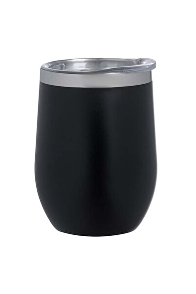 OEM Pahar termos din oțel inoxidabil negru cu capac, 350 ml, reutilizabil pen...