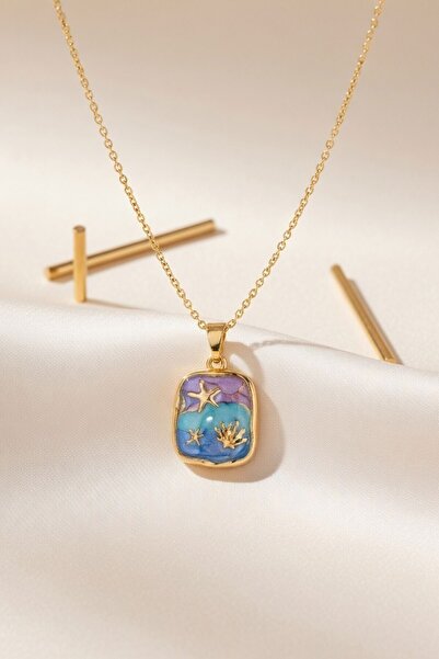 bacc Lilac Starfish and Coral Figured Medallion Necklace
