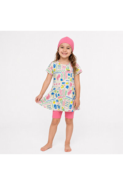 Yalçınoğlu Kids Момичешки бански комплект от 3 части с шапка, с UV защита, за...