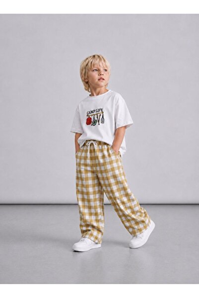 minimorakids Boy's 100% Cotton Linen Blend Pants + T-Shirt Set