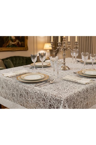ERKSOLHOME LACE LÜX PVC KAPLAMALI DANTEL KENARLI MASA ÖRTÜSÜ