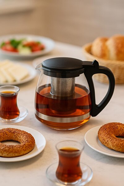 Twin Store Glass Teapot 700 ml with Black Lid