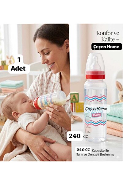 ÇEÇEN HOME (1 Piece) Red Plastic Baby Bottle with Scale Baby Feeding Bottle 2...