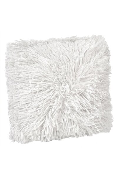 Z Store Pernă decorativă de iarnă, pufoasă, din blană artificială albă - 25x25cm