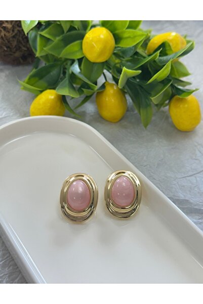 Çelik Gold Oval Küpe