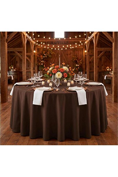 Kotonia Home Tablecloth - round, 240 cm diameter, Damask Satin DeLux, 100% co...