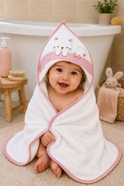 Sitilin Baby Girl Pink Towel with Hat 100% Cotton Bath Towel Newborn Gift Stl...