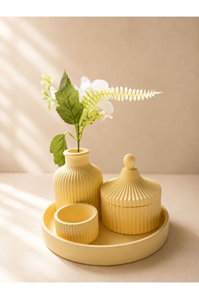 Ümmü decor yeşil vazo mumluk dekorotif set kokulu mum ve şekerlik yada takı k...