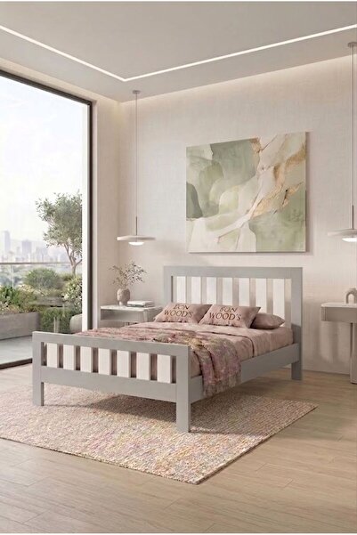 EGN WOODS Modern Sis Gri MDF Karyola - Tek ve Çift Kişilik Yatak Ölçü Seçenek...