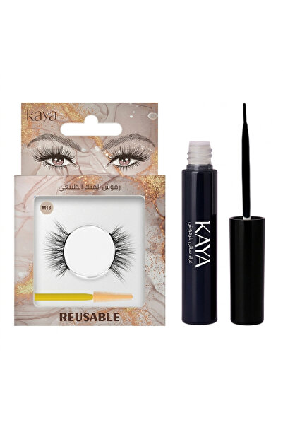 Kaya Black Fast Dry Eyelash Glue Set with Natural Mink 3D Volume Eyelashes St...