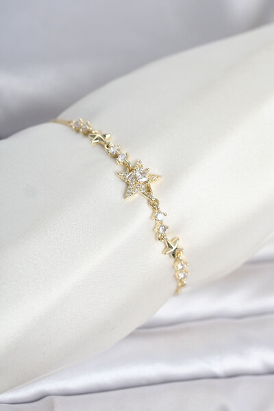 Lisinya Gold Color Brass Star Model Women's Bracelet with Elevator -