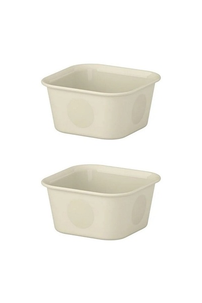 IKEA NOJIG takı,toka kutusu, bej, 10x10x5 cm