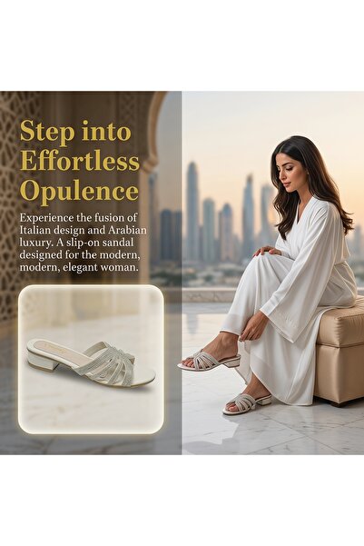 Dhiaa Walk New Product Promotion Glitter Pearl & Rhinestone Flat Slide Sandal...