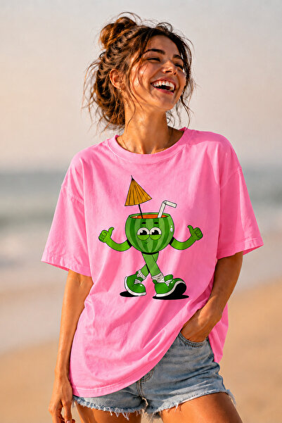 ArtYus Watermelon Character Printed Unisex Oversize T-Shirt – Cotton Crew Nec...