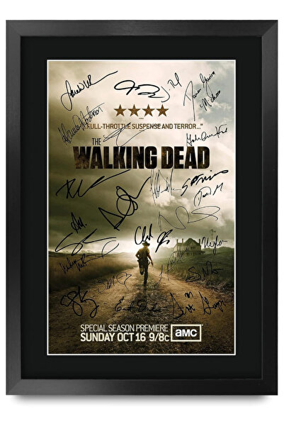 HWC Trading ملصق مُوقّع من الممثلين لمسلسل The Walking Dead على شكل A3 مؤطر، ...