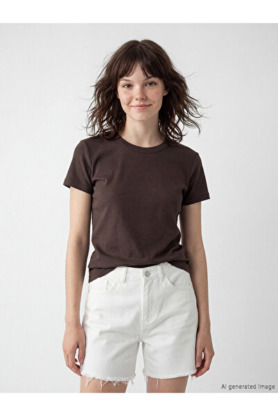 LC Waikiki Brown Cotton Women's T-Shirt