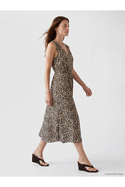 LC Waikiki I Leopard Embroidered Waist-Slit Dress from Freezen Store