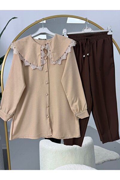 EC MODA Lace Collar Detailed Trouser Suit