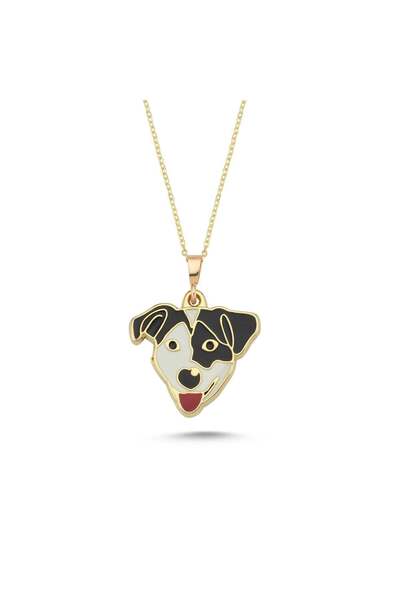 Dalis Jack Russel Black and White Enamel Necklace