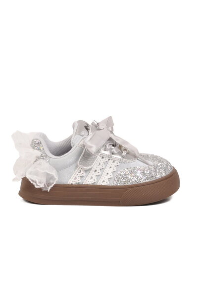 Marco Kids Silver Bow Detailed Lightweight Girls' Shoes 26Y819 P