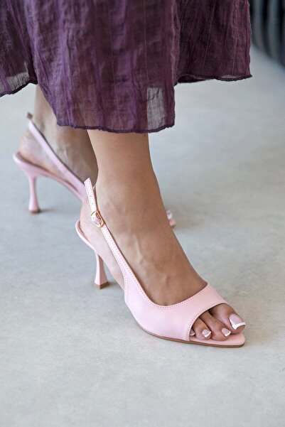 STRASWANS Diana Women's Heeled Leather Sandals Powder