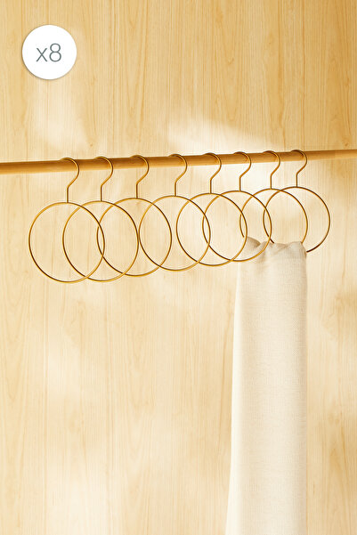 Ocean Home Textile 8 Pieces Ring Gold Color Metal Accessory Hanger 24.5X16X0.5