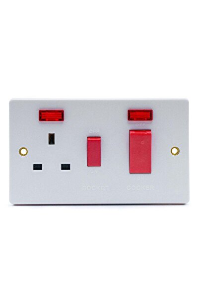 Duravel 45A Double Electric Wall Socket with Cooker Switch and LED Indicators...