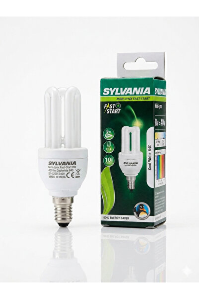 Sylvania Mini-Lynx 8W E14 Duy Enerji Tasarruflu Ampul – Cool White (4000K)