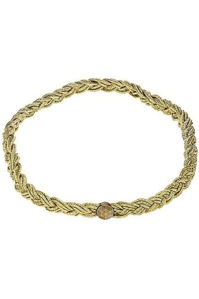 Mia Modern Braided Headband in Metallic Gold Color