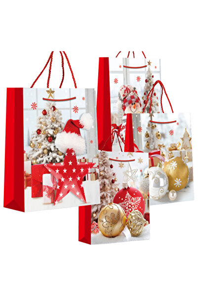 Mardil Set de 4 pungi cadou din hârtie imprimată, decorative, 32x26 cm, ambal...