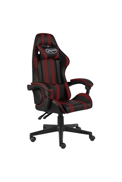 vidaxl Scaun de racing, negru și roșu vin, piele ecologică