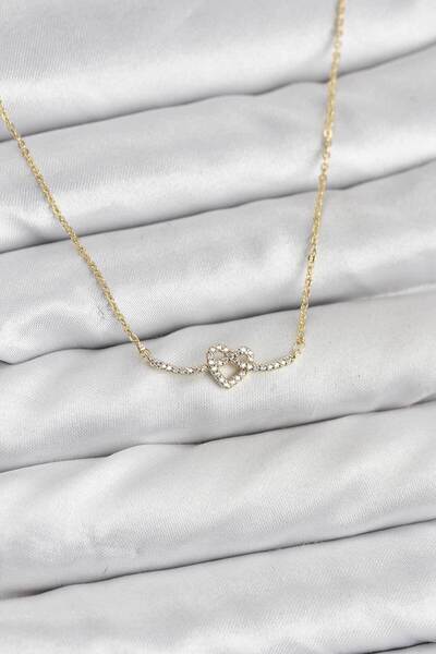 OGHAMAY Brass Gold Color Knot Heart Model Women's Necklace