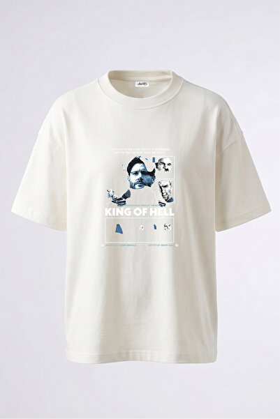 Anetos Tricou oversize alb din bumbac cu imprimeu pe spate Soldier Boy Design