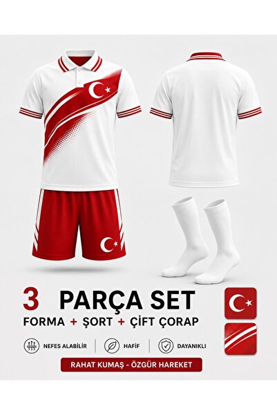 sonvadi Türkiye 2026 (y02) Polo Yaka Beyaz Kırmızı Özel Tasarım Çocuk Forması...
