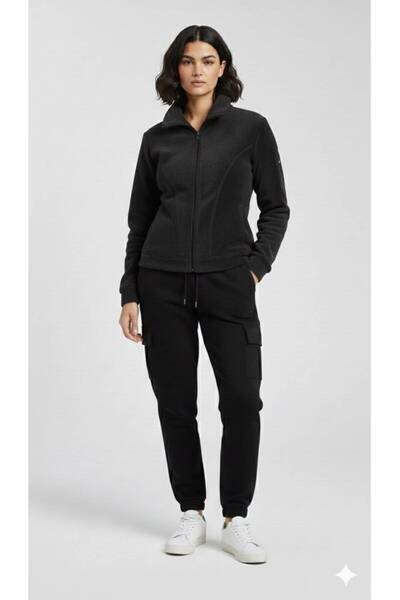 AYMİRA TEKSTİL UNİSEX İNCE KOYU GRİ CEPSİZ POLAR HIRKA