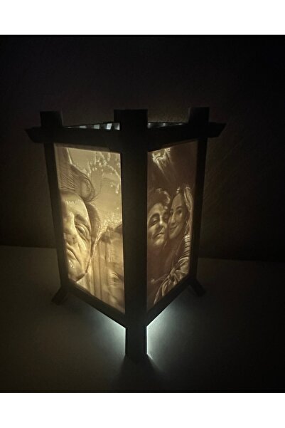 3D Kişiye Özel Fotoğraflı Litofan Gece Lambası - 4 Tarafı Resimli Işıklı Abajur