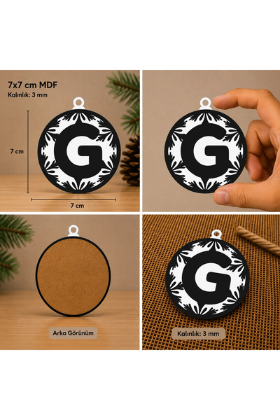 Reysa Tasarım Letter g Christmas Ornament – Mdf Pine Tree Patterned Hanging D...