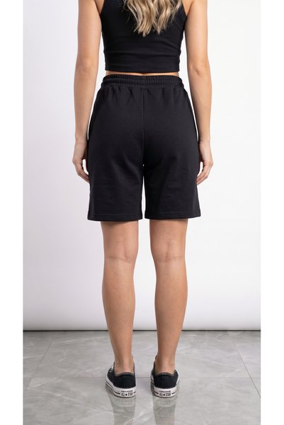 ODİN ATLAS Women's Black Color Oversize Comfortable Combed Cotton Shorts with Side Pockets