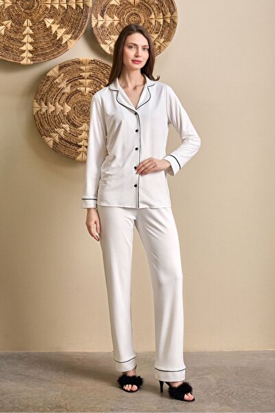 Lohusa Homewear New Season Women's White Shirt Collar Front Buttoned Special ...