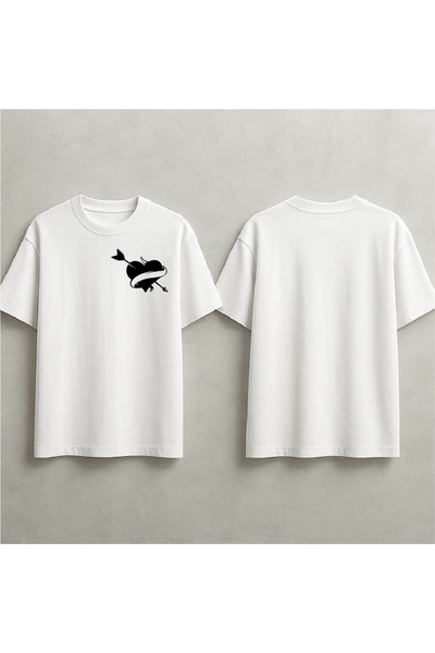 EFEVRA Heart and Arrow Printed Oversized T-Shirt